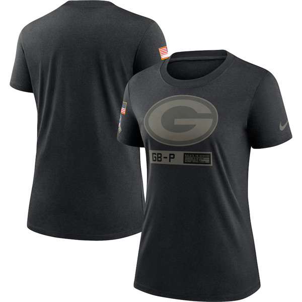 Women's Green Bay Packers Black NFL 2020 Salute To Service Performance T-Shirt (Run Small) Women's Green Bay Packers Black NFL 2020 Salute To Service Performance T-Shirt (Run Small)